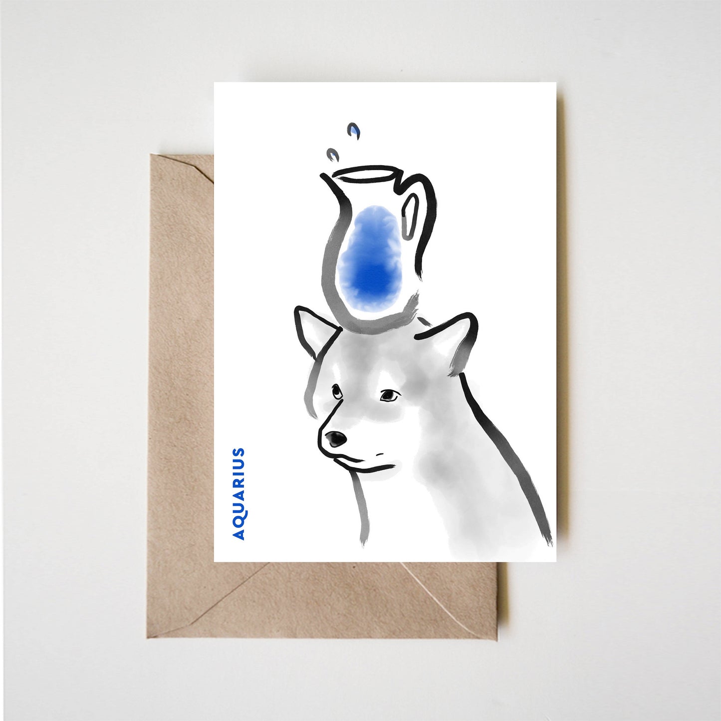 Aquarius Shiba Inu Horoscope Birthday Greeting Cards