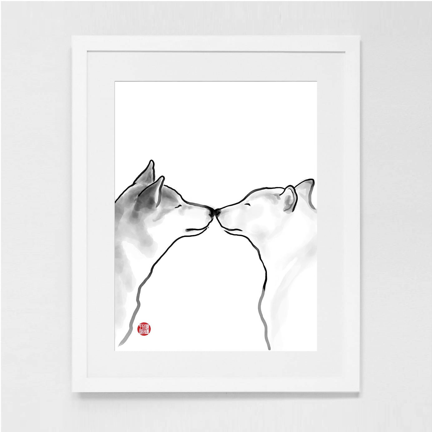 Shiba Love Couple Print Poster