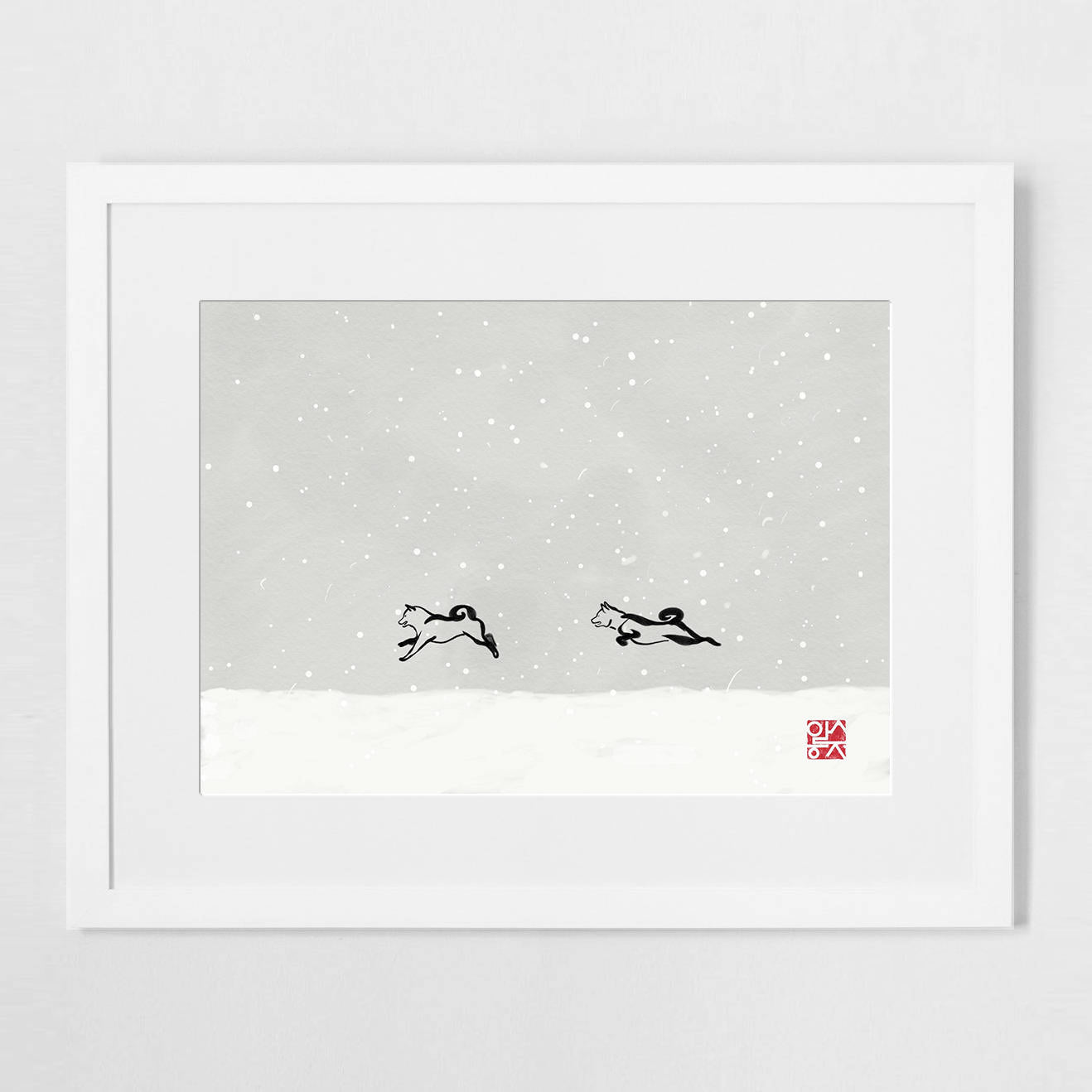 Snowy Day Shiba Inu Art Print Poster