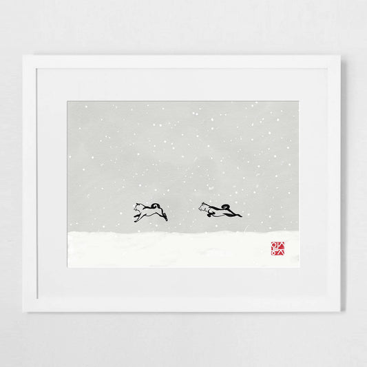 Snowy Day Shiba Inu Art Print Poster