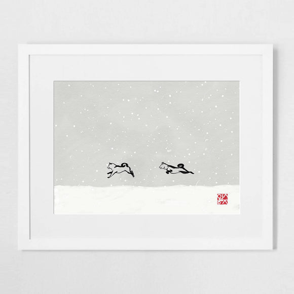 Snowy Day Shiba Inu Art Print Poster