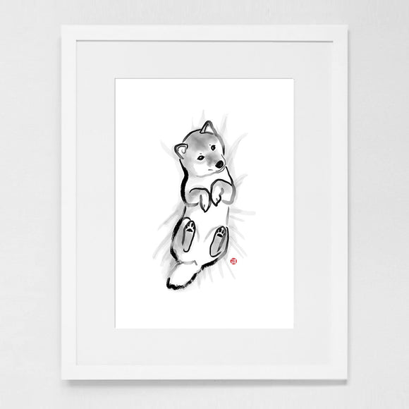 Comfy Baby Shiba Inu Art Print Poster