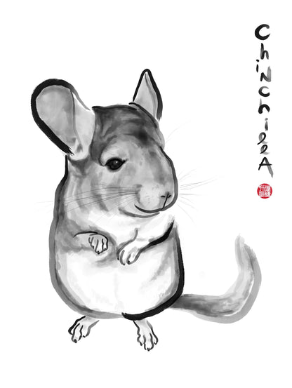 Custom Sumi Ink B&W Pet Portrait