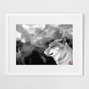 Rain Rain Go Away Shiba Inu Art Print Poster