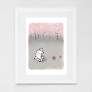 Pink Blossom Tree Shiba Inu Art Print
