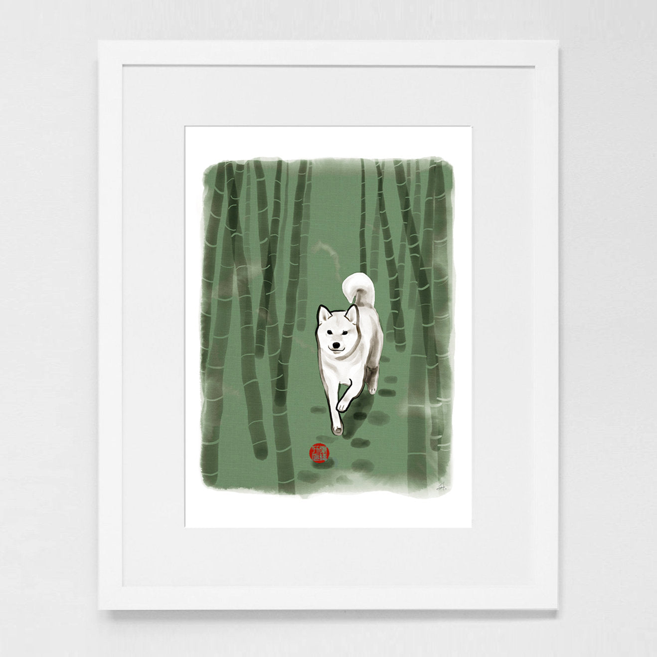 Bamboo Forest Shiba Inu Art Print