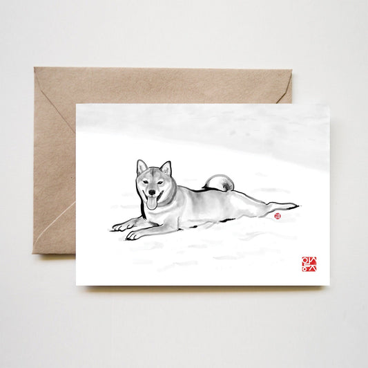 Shiba Inu at the Beach Greeting Card