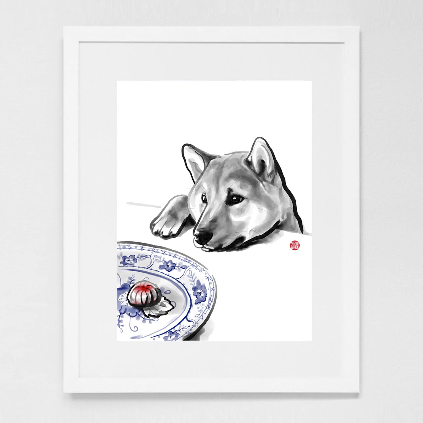 Shiba Inu Waiting for his Treat Art Print Poster