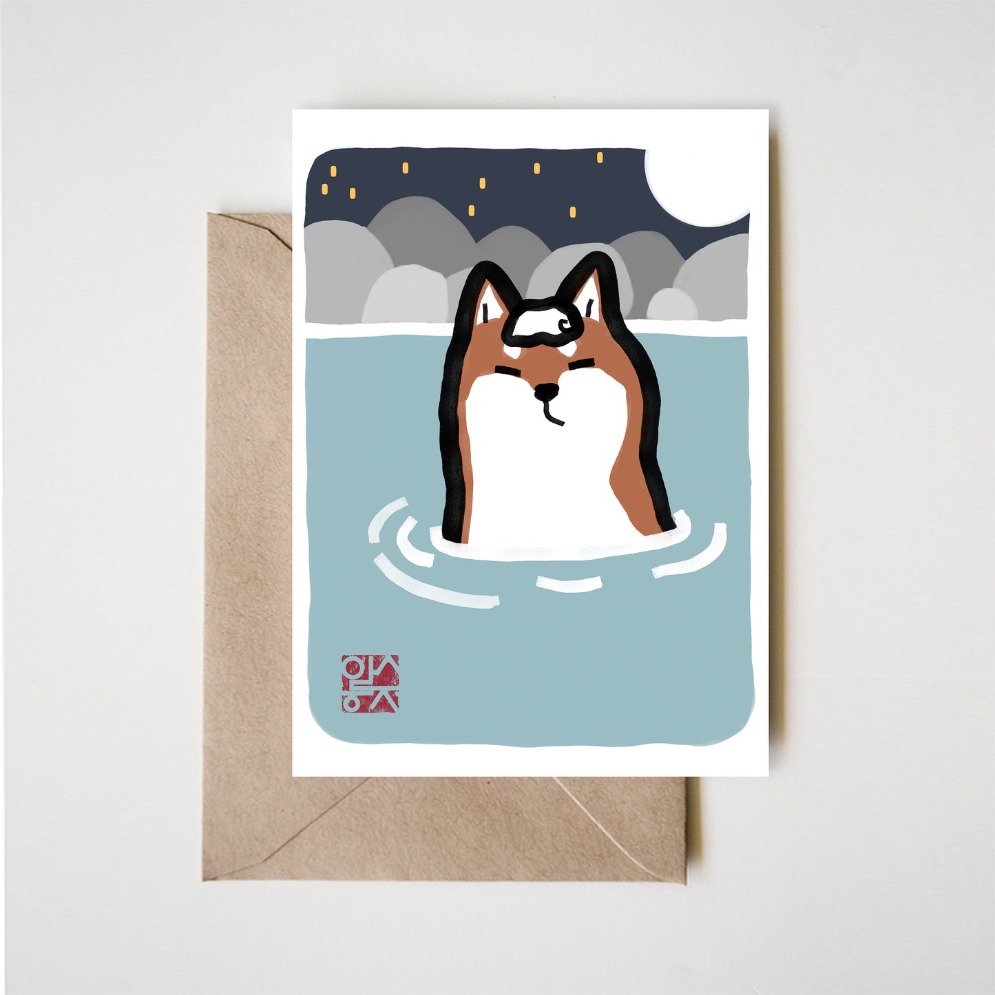 Onsen Shiba Greeting Card