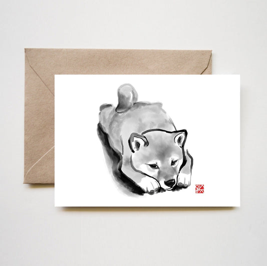 Lazy Shiba Puppy Greeting Card