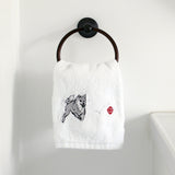 Shiba Inu with Red Ball Embroidered Hand Towel