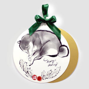 Merry Shiba Inu Holiday Ornament Card