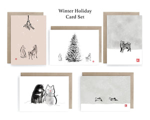 Winter Holiday Shiba Inu Card Set