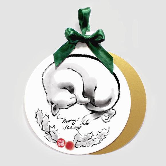Merry Cat Holiday Ornament Card