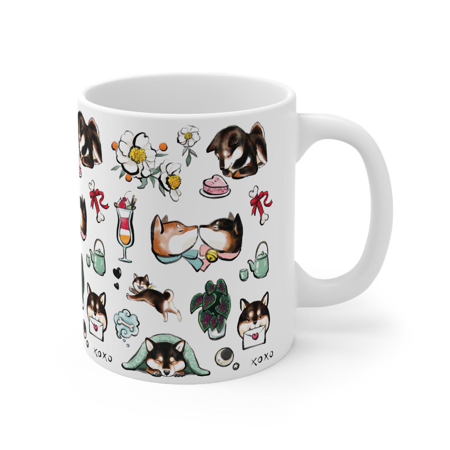 Be My Valentine Black & Tan Shiba Inu Mug