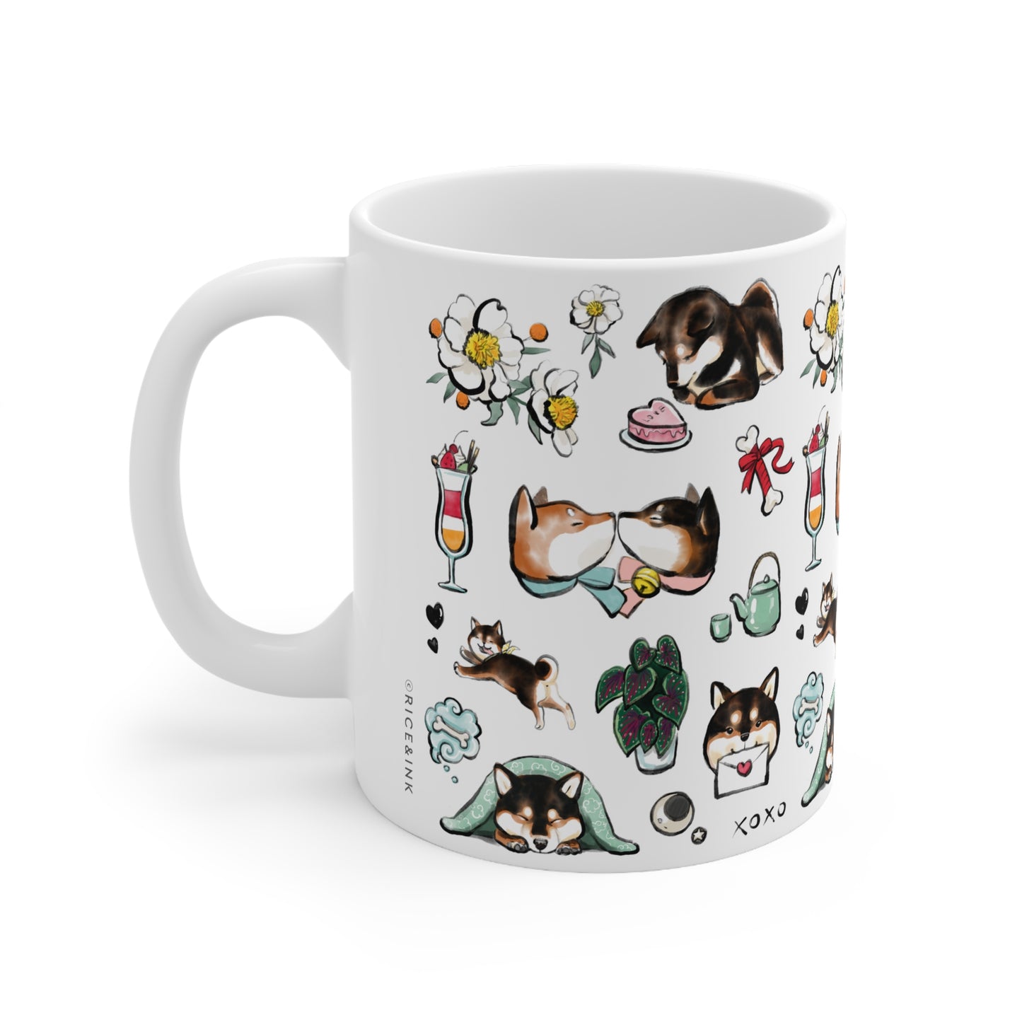 Be My Valentine Black & Tan Shiba Inu Mug