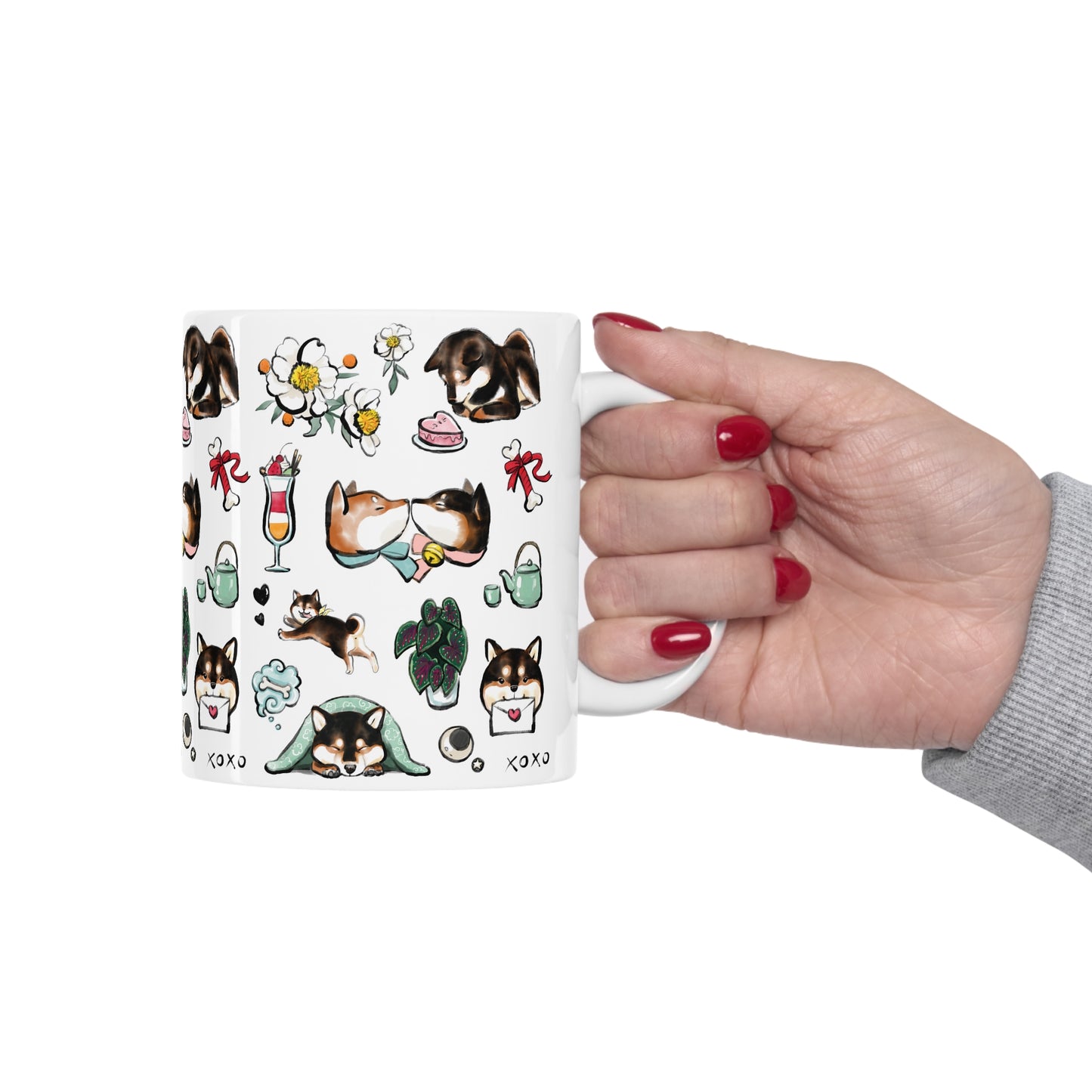 Be My Valentine Black & Tan Shiba Inu Mug