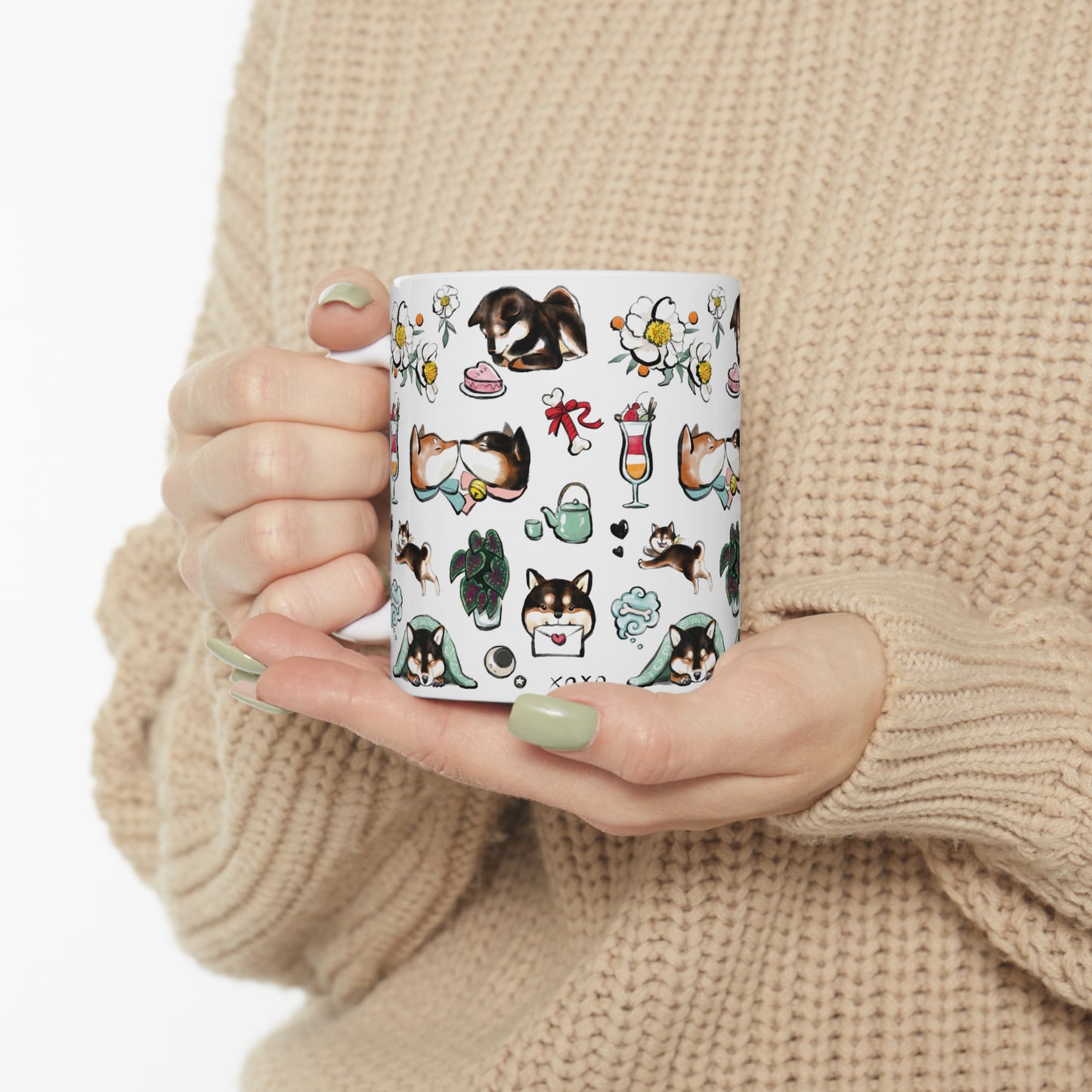 Be My Valentine Black & Tan Shiba Inu Mug