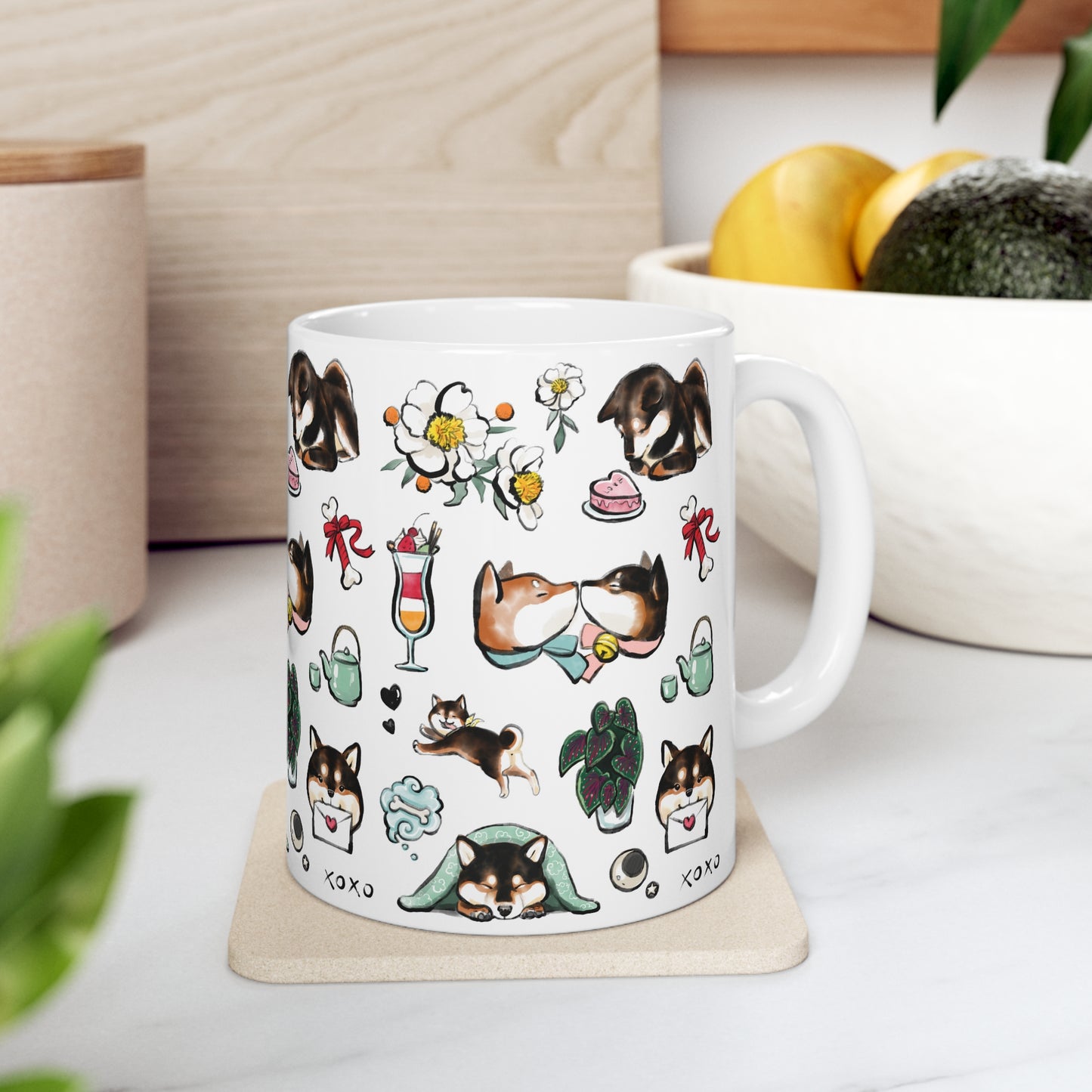 Be My Valentine Black & Tan Shiba Inu Mug