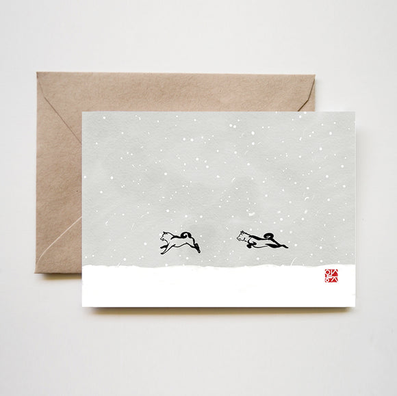 Snowy day Shiba inu Cards Set of 8
