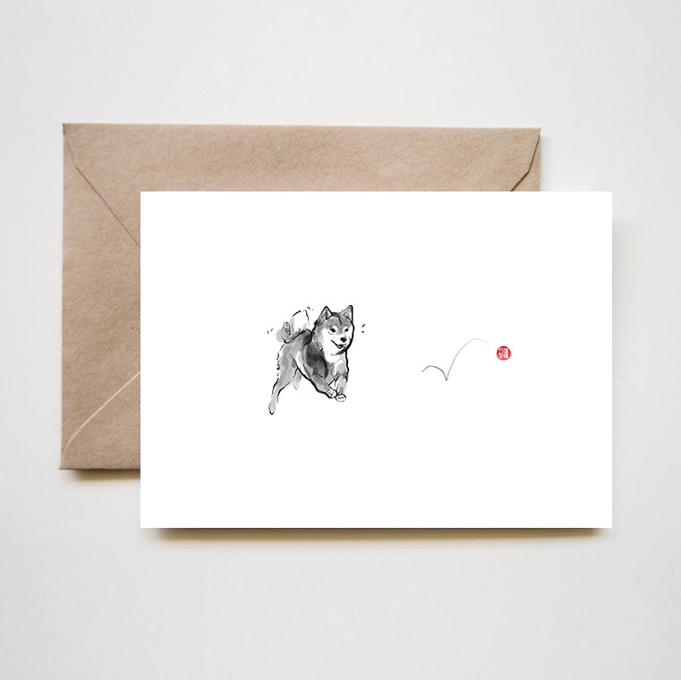 Shiba and Red ball Greeting Card