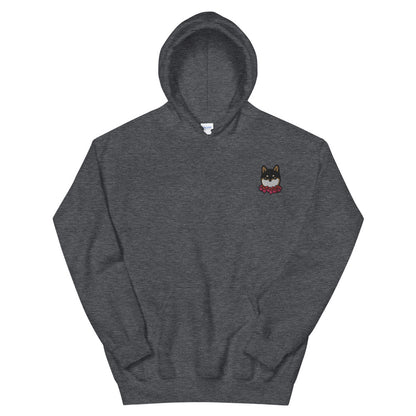 Embroidered Black and Tan Shiba Inu Unisex Hoodie | Red Hearts Love Valentine's Day Gift Dog