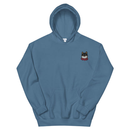 Embroidered Black and Tan Shiba Inu Unisex Hoodie | Red Hearts Love Valentine's Day Gift Dog