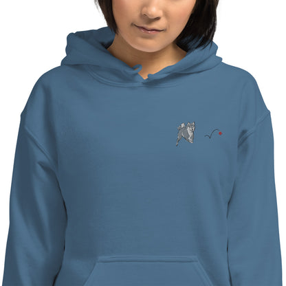 Embroidered Shiba Inu and Red Ball Unisex Hoodie | Sweatshirt Red Hearts Love Valentine's Day Gift Dog