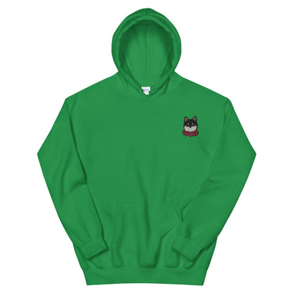 Embroidered Black and Tan Shiba Inu Unisex Hoodie | Red Hearts Love Valentine's Day Gift Dog