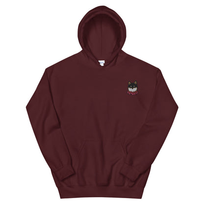 Embroidered Black and Tan Shiba Inu Unisex Hoodie | Red Hearts Love Valentine's Day Gift Dog